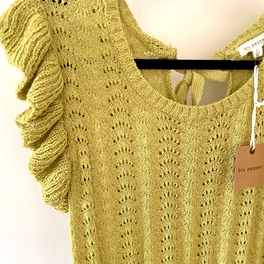 blu pepper • knit ruffle sleeve tank - Picture 2 of 3